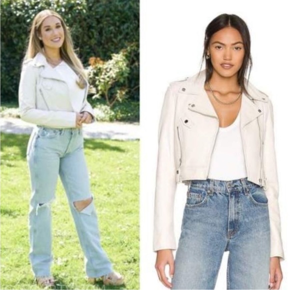 Lamarque Ciara Leather Moto Biker Jacket Bone Size Medium $625 - Picture 14 of 14